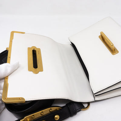 Cahier White Black Leather Bag