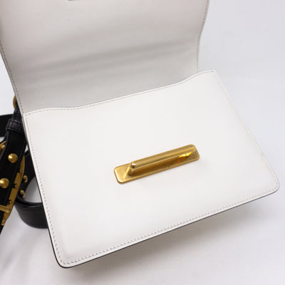 Cahier White Black Leather Bag
