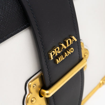Cahier White Black Leather Bag