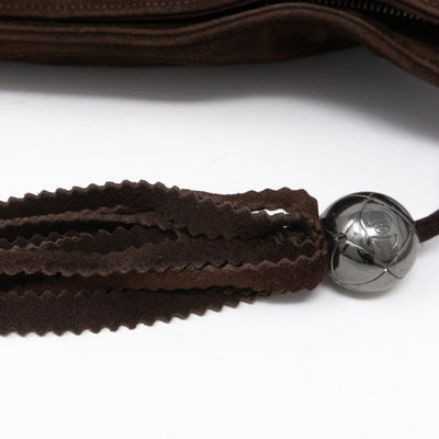 CC Tassel Shoulder Bag Brown Suede