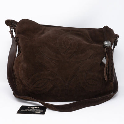 CC Tassel Shoulder Bag Brown Suede