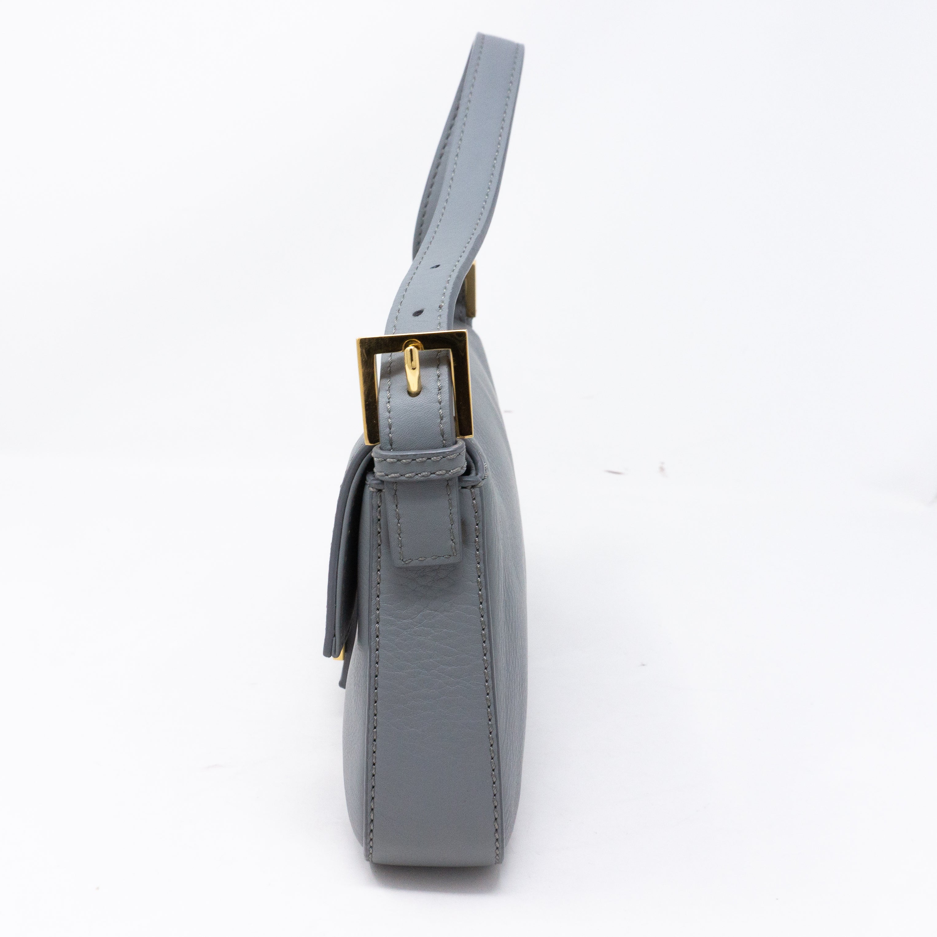 Baguette Crossbody Light Gray Leather
