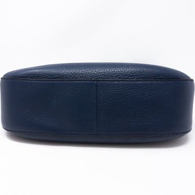 Crossbody Canvas Strap Bag Navy Leather