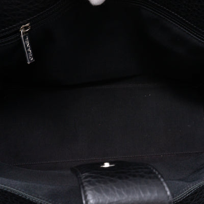 Executive Cerf Tote Black Leather Silver