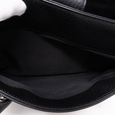 Executive Cerf Tote Black Leather Silver