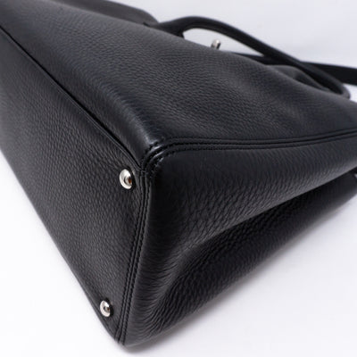 Executive Cerf Tote Black Leather Silver