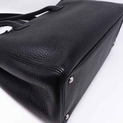 Executive Cerf Tote Black Leather Silver