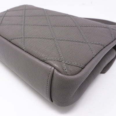 College Medium Diamond Quilted Leather Grey
