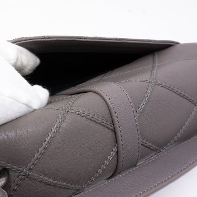 College Medium Diamond Quilted Leather Grey