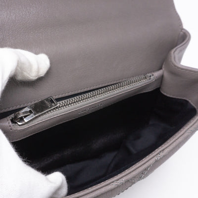 College Medium Diamond Quilted Leather Grey