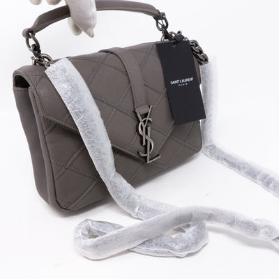 College Medium Diamond Quilted Leather Grey
