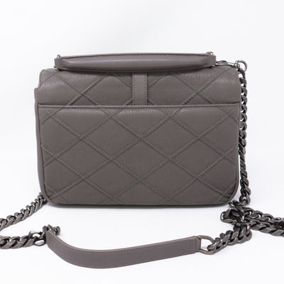 College Medium Diamond Quilted Leather Grey