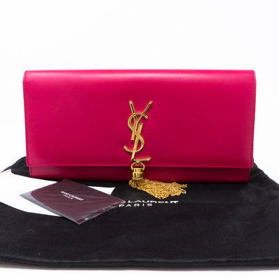 Kate Clutch Tassel Pink Leather