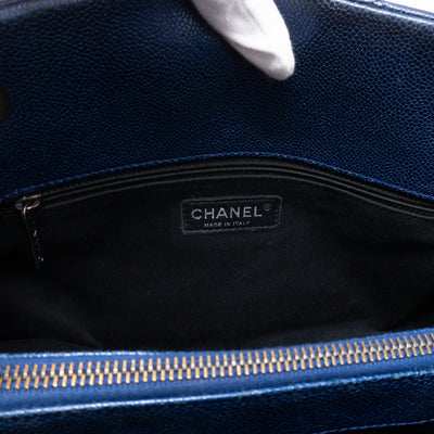 Quilted Shopping Tote Blue Caviar