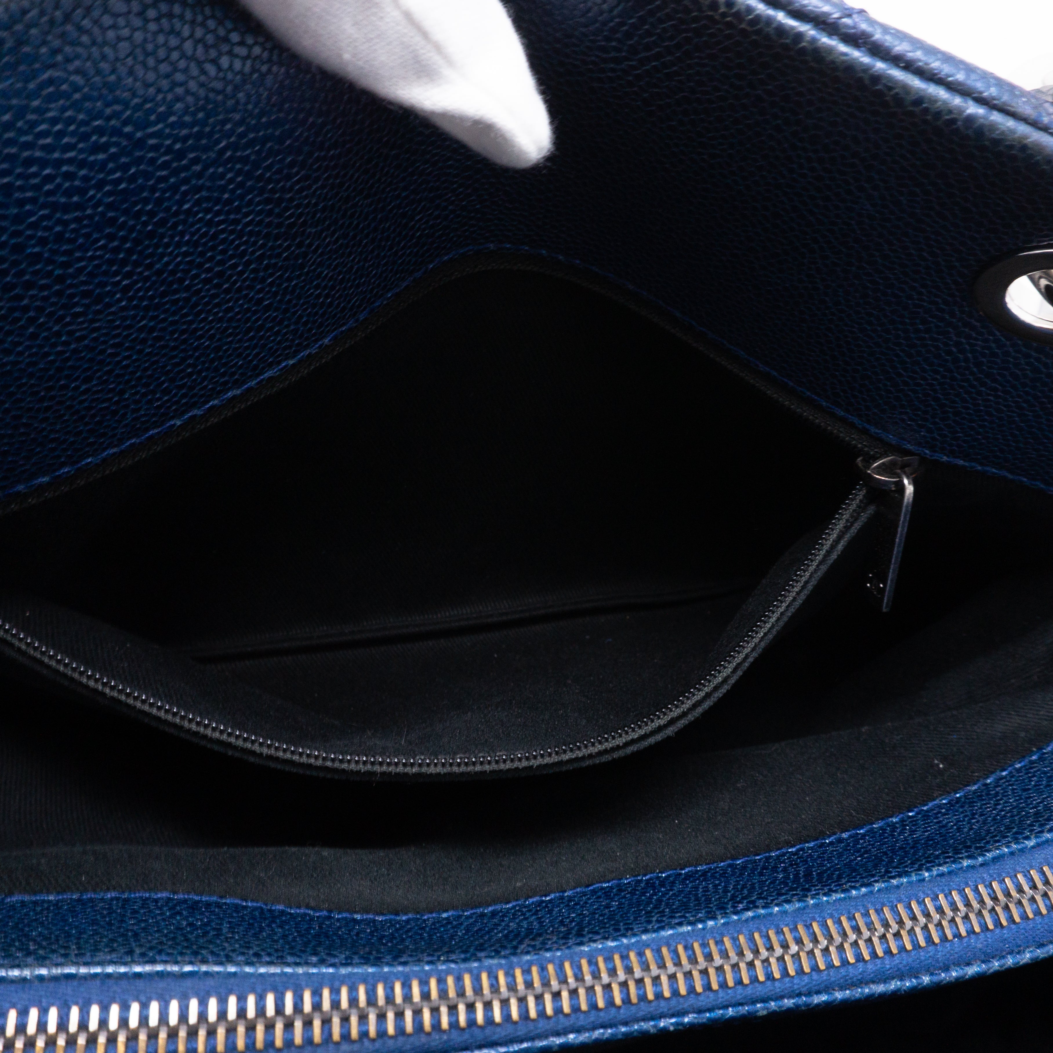 Quilted Shopping Tote Blue Caviar