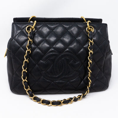 CC Quilted Shopping Tote Black Caviar