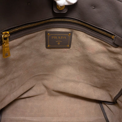 Large Shopping Tote Grey Leather