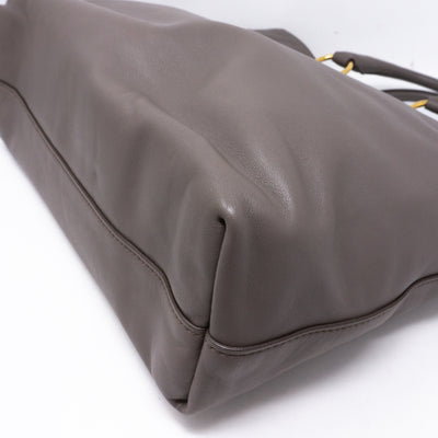 Large Shopping Tote Grey Leather