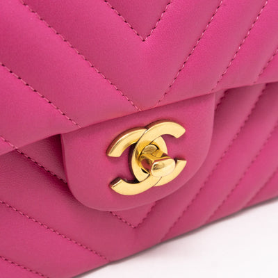 Classic Double Flap Medium Chevron Pink Gold