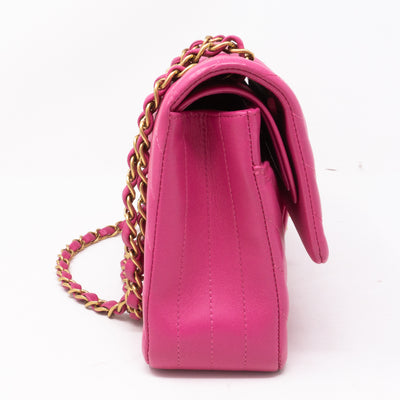 Classic Double Flap Medium Chevron Pink Gold