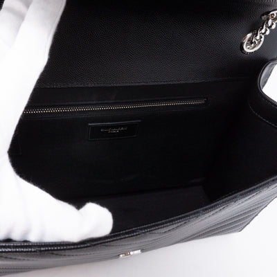 Envelope Large Chevron Leather Black