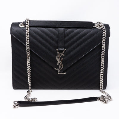 Envelope Large Chevron Leather Black