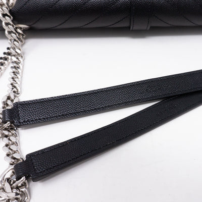 Envelope Large Chevron Leather Black
