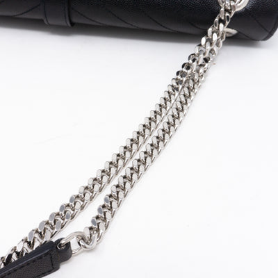 Envelope Large Chevron Leather Black