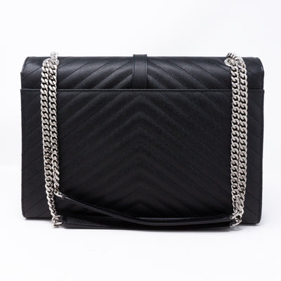 Envelope Large Chevron Leather Black