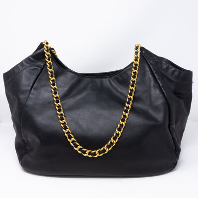 Soft Chain Tote Black Leather