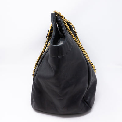 Soft Chain Tote Black Leather