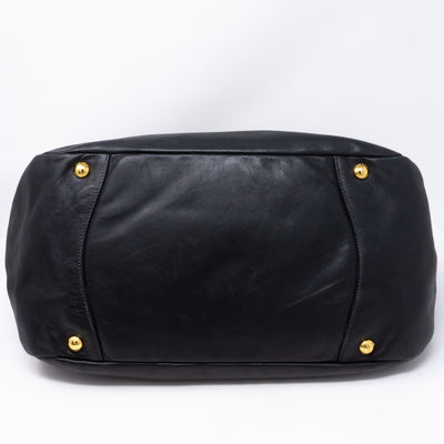 Soft Chain Tote Black Leather