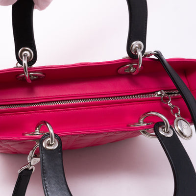 Lady Dior Large Pink Tricolor Leather