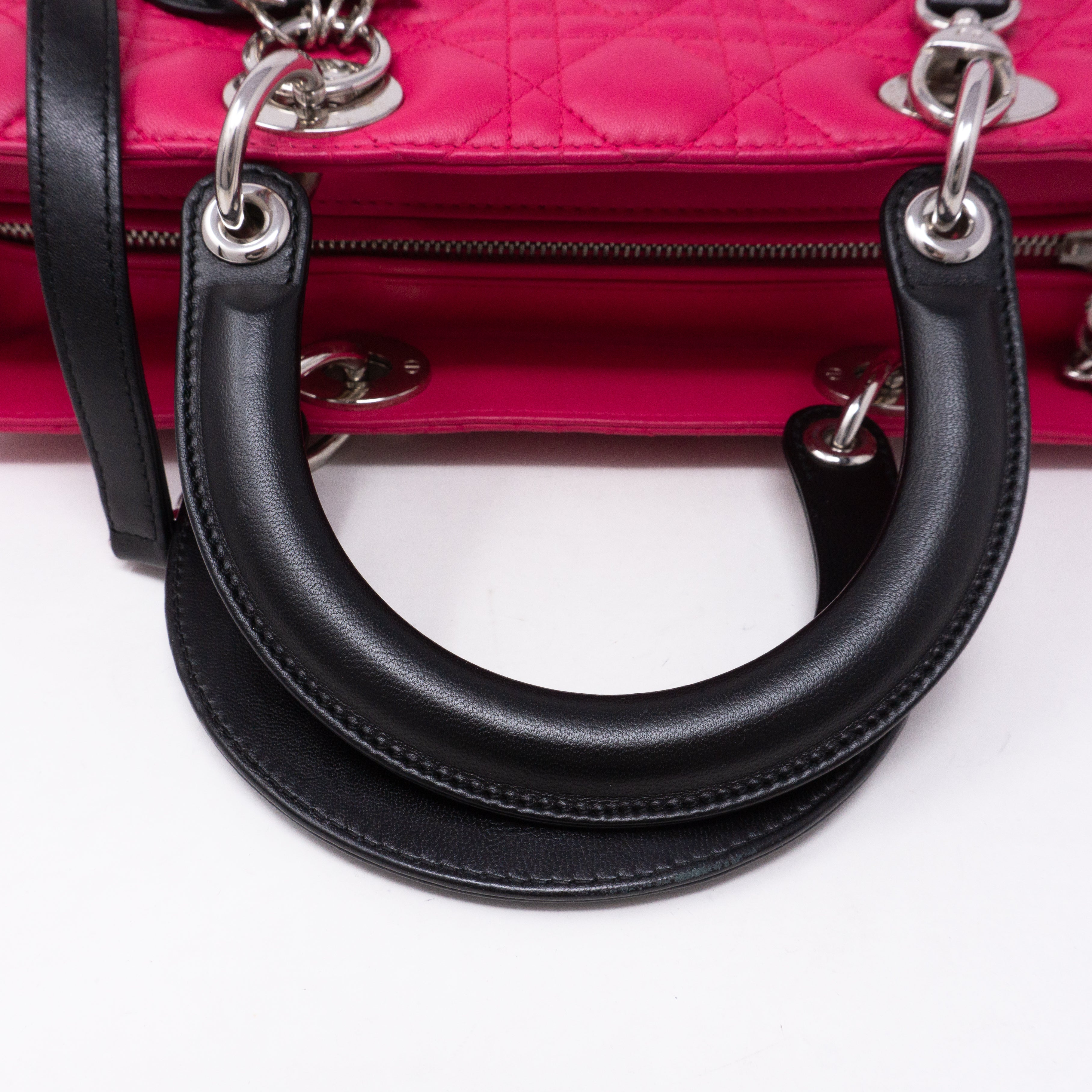 Lady Dior Large Pink Tricolor Leather