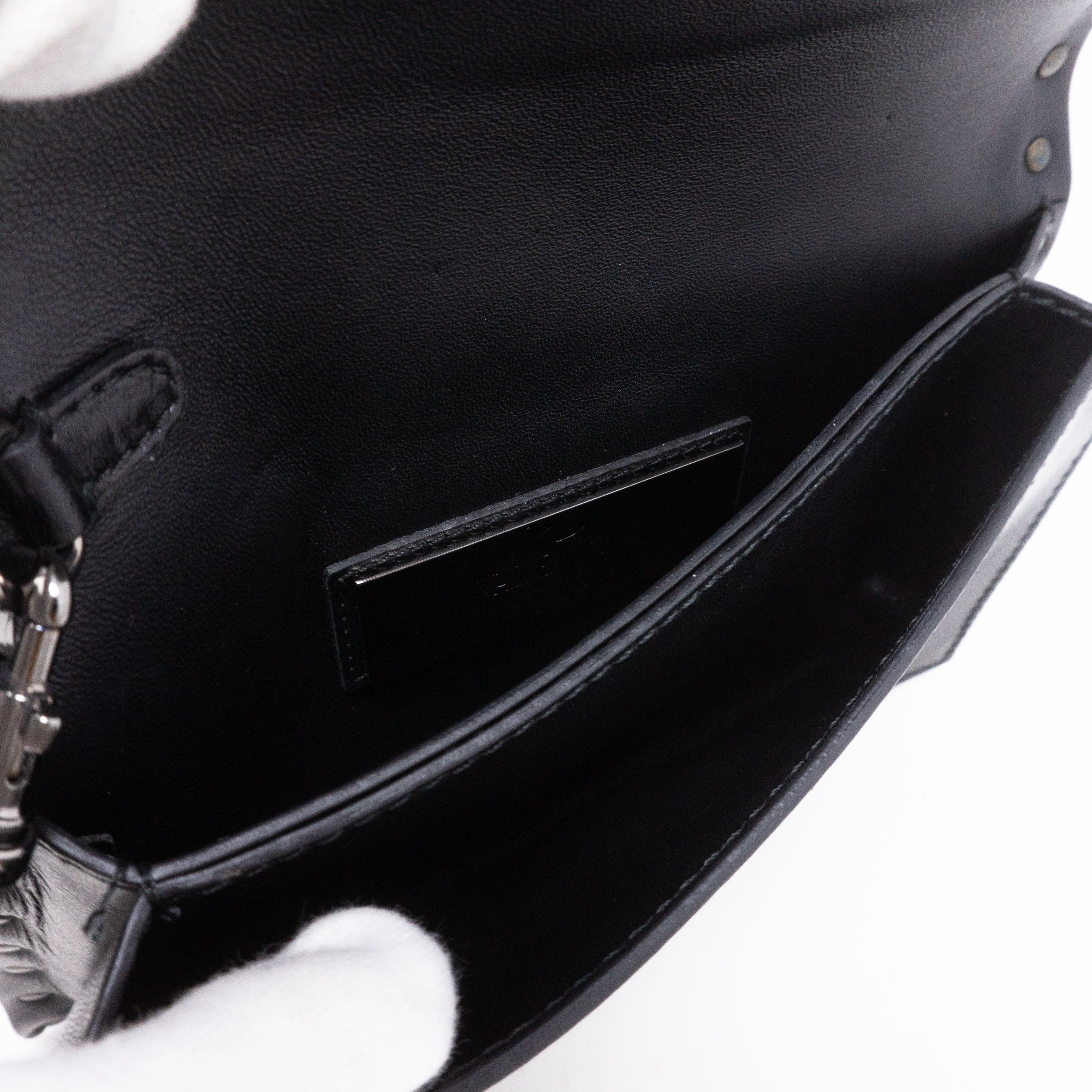 Rockstud Bracelet Flap Clutch Black