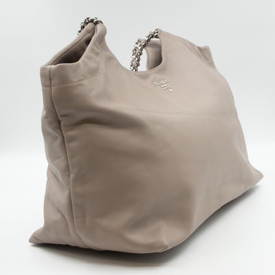 Soft Chain Tote Gray Leather