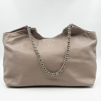 Soft Chain Tote Gray Leather
