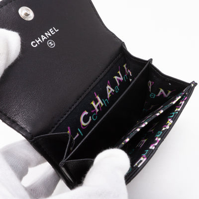 Classic Flap Card Case Large Black Lambskin