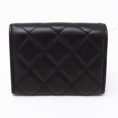 Classic Flap Card Case Large Black Lambskin
