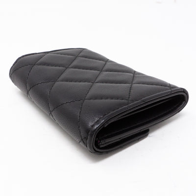 Classic Flap Card Case Large Black Lambskin