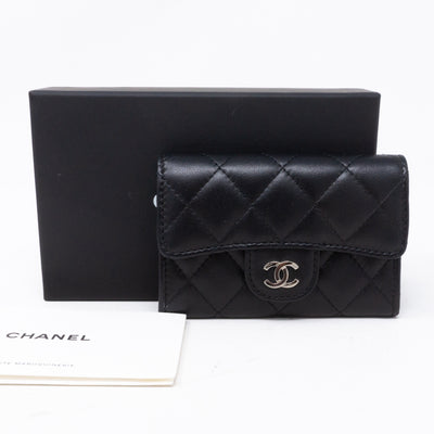 Classic Flap Card Case Black Lambskin