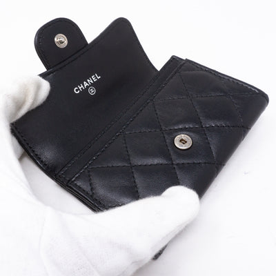 Classic Flap Card Case Black Lambskin