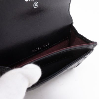 Classic Flap Card Case Black Lambskin