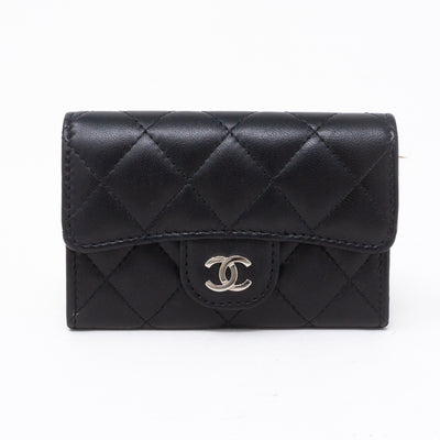 Classic Flap Card Case Black Lambskin