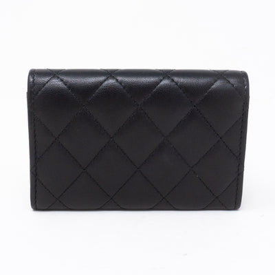 Classic Flap Card Case Black Lambskin