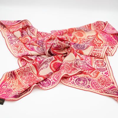 Lucky Paisley Silk Square Red