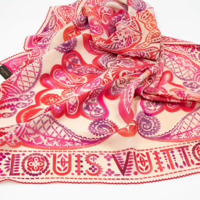 Lucky Paisley Silk Square Red