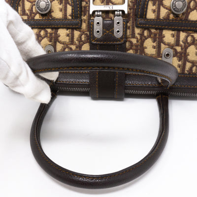 Flight Satchel Bag Brown Dior Oblique