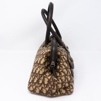 Flight Satchel Bag Brown Dior Oblique