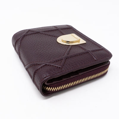 Diorama Compact Wallet Burgundy Leather